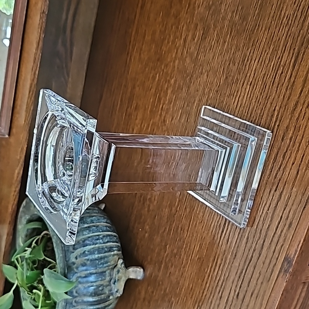 Like new 7" square crystal pillar candle holder